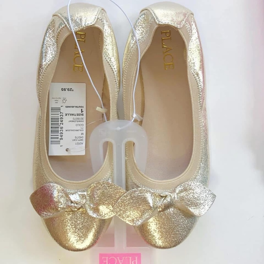 {Children’s Place} Gold, Bow Ballet Flats